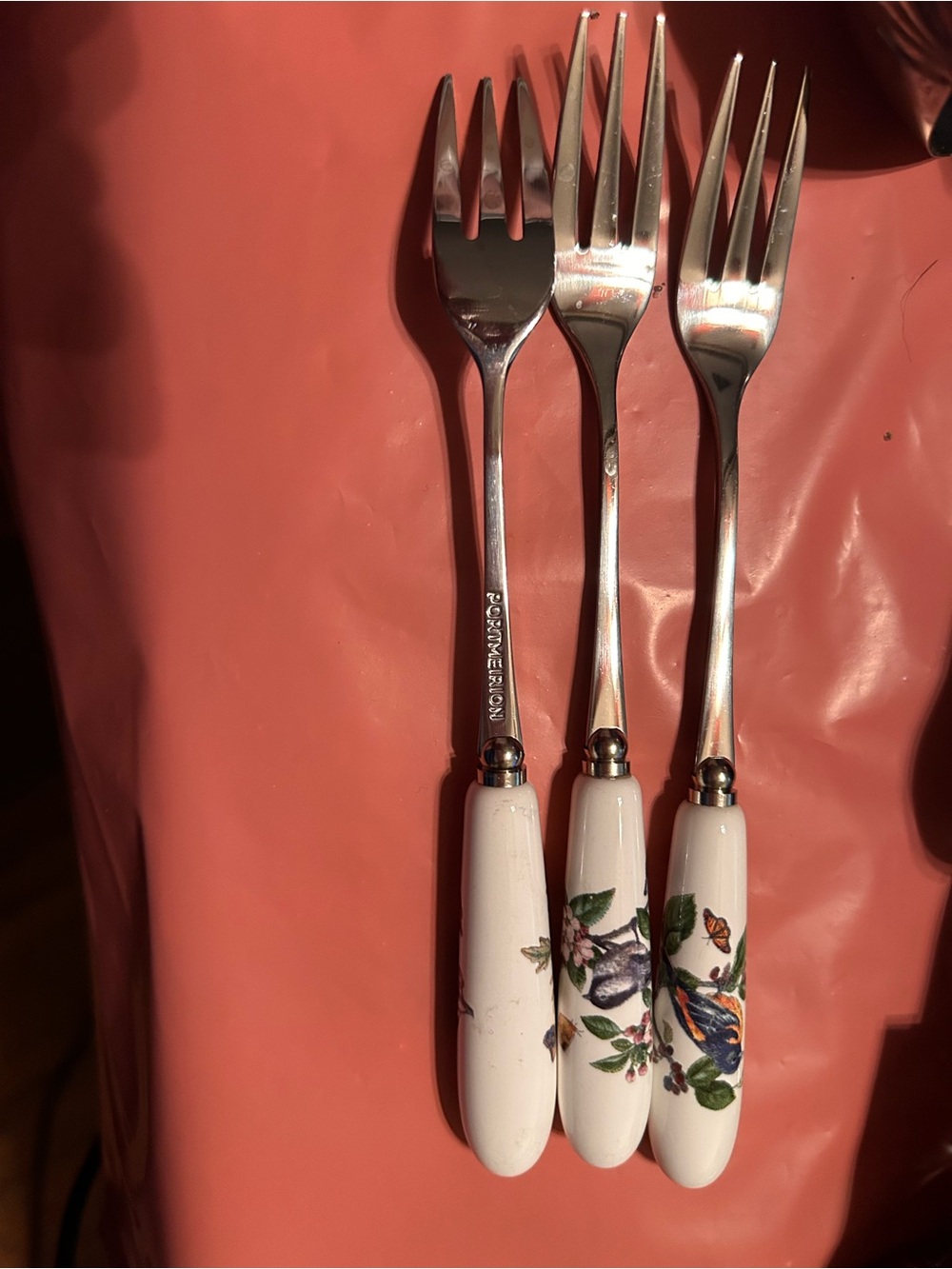 Portmeirion White Porcelain-Handled Floral Salad Forks